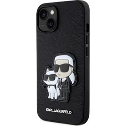 Karl Lagerfeld PU Saffiano Karl and Choupette NFT zadný kryt pre iPhone 13 Black