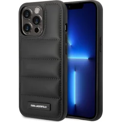 Karl Lagerfeld Quilted Puffy Metal Logo Zadný kryt pre iPhone 15 Pro Black