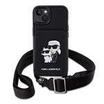 Karl Lagerfeld Saffiano Crossbody Karl and Choupette NFT Cover pre iPhone 14 Black