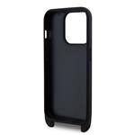 Karl Lagerfeld Saffiano Crossbody Metal Karl and Choupette Zadní Kryt pro iPhone 15 Pro Black