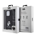 Karl Lagerfeld Saffiano Crossbody Metal Karl and Choupette Zadný kryt pre iPhone 15 Pro Black