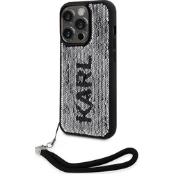 Karl Lagerfeld Sequins Reversible Zadní Kryt pro iPhone 13 Pro Black/Silver