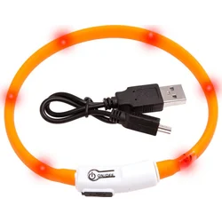 Karlie LED svetelný obojok pre mačky oranžový obvod 20-35cm