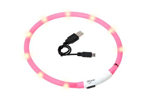 Karlie LED svetelný obojok ružový obvod 20-75cm