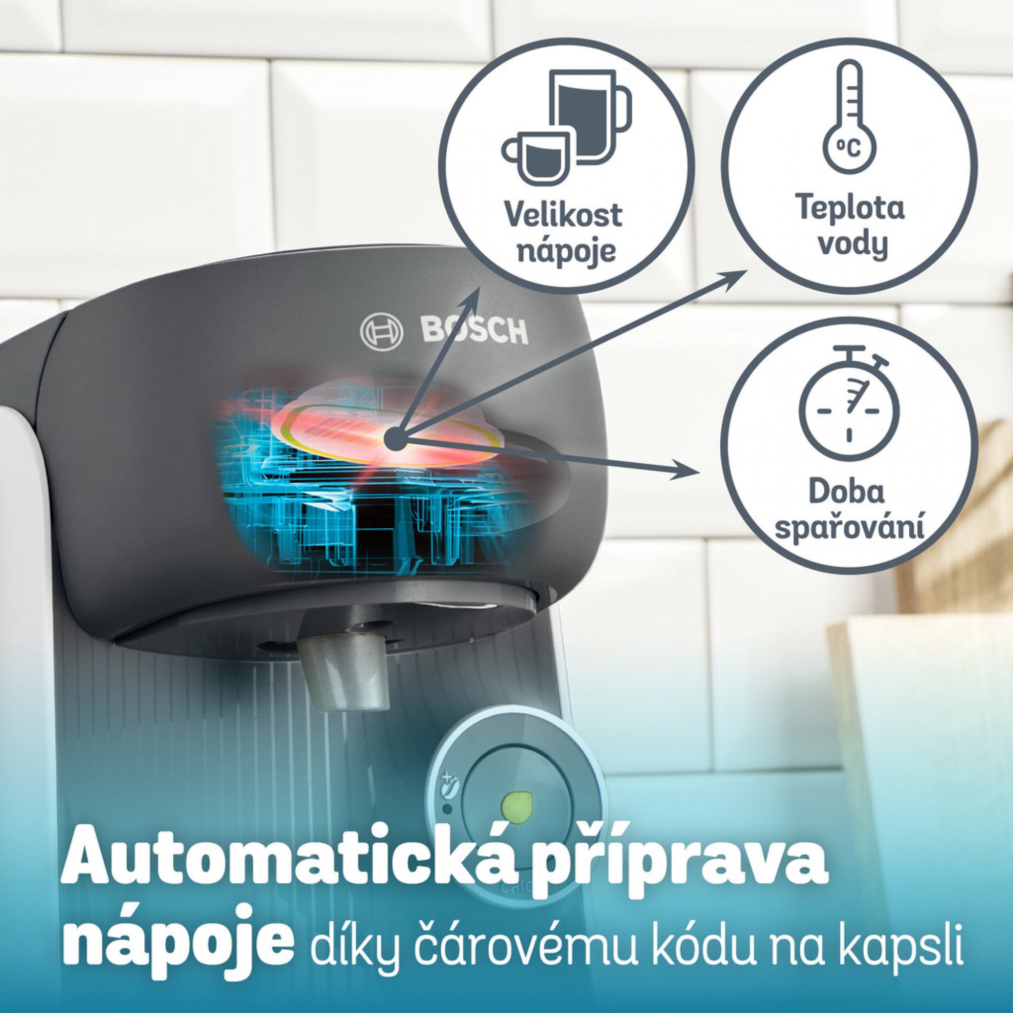 Kávovar na kapsule Bosch Tassimo Finesse TAS16B4, sivo-biely
