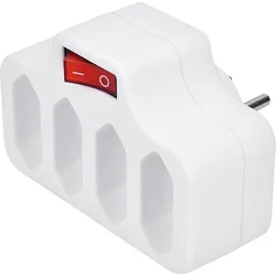 KB Solight rozbočka, 4x 2,5A, bílá, vypínač
