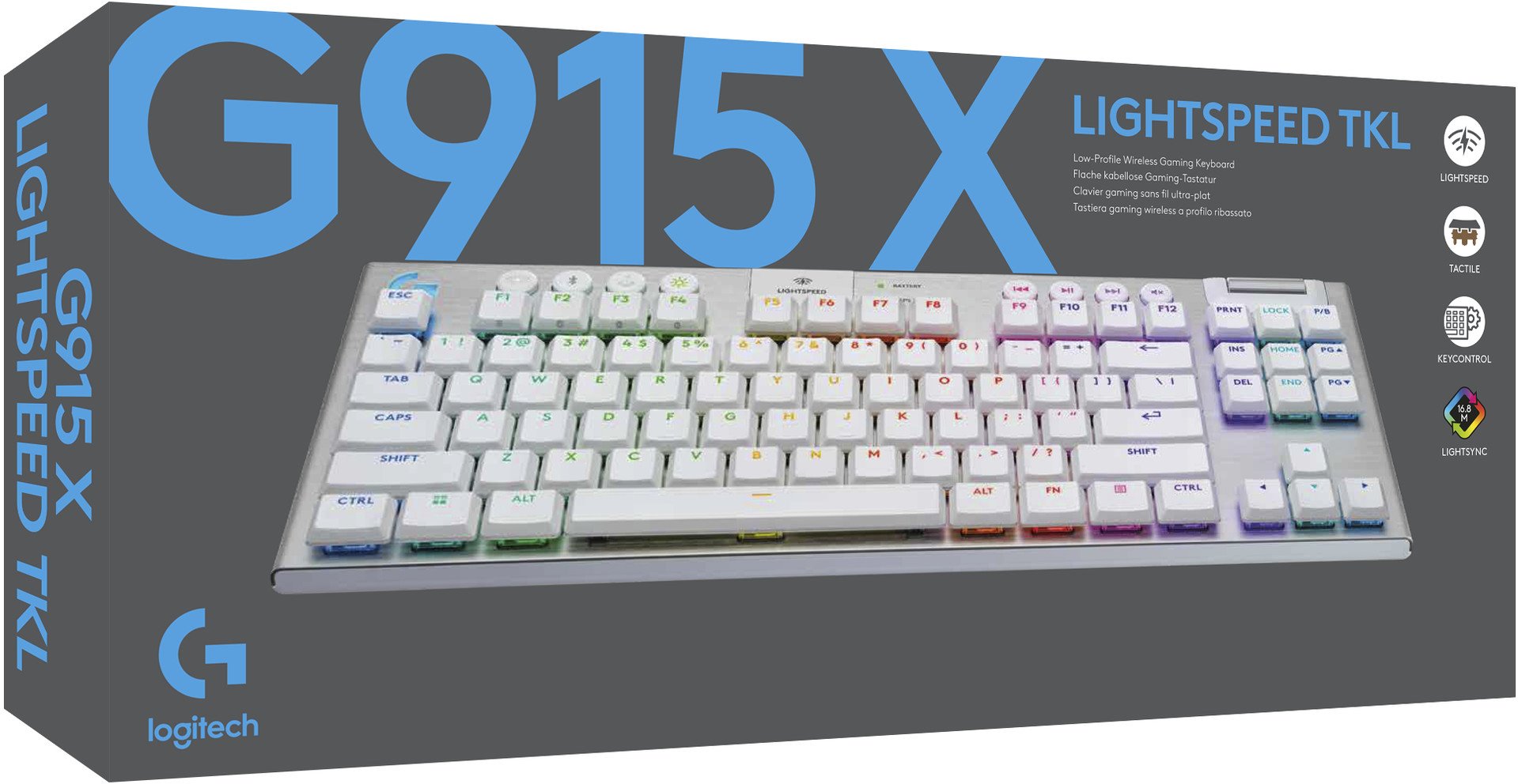 KBC Logitech klávesnice Tactile - G915 TKL X - US INTL, bílá, bezdrátová