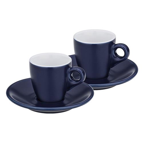 KELA 2dílná sada šálků s podšálky na espresso MATTIA, 50 ml, modrá