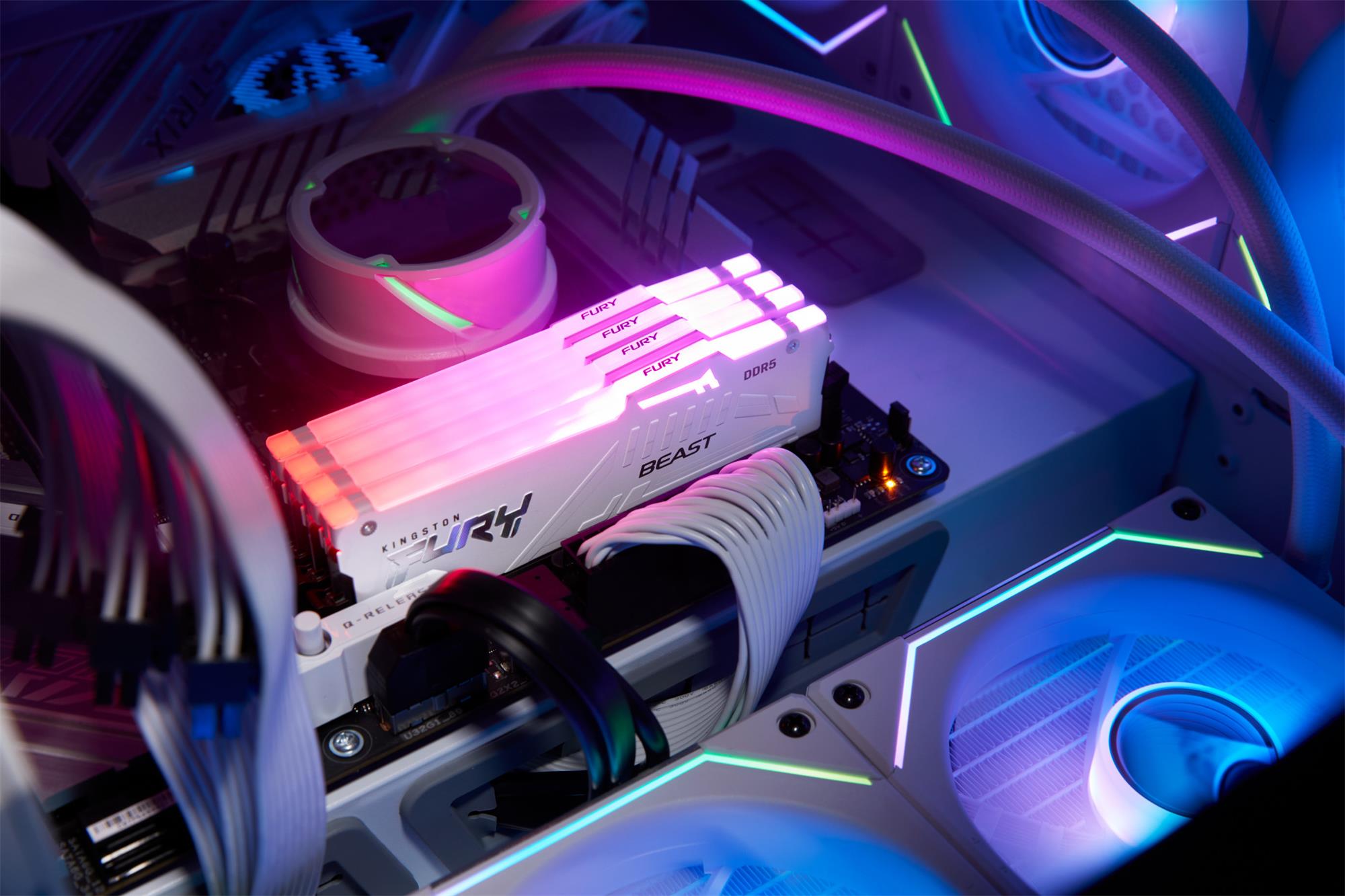 Kingston Fury Beast DDR5 RGB 64GB 5600MHz, AMD EXPO, bílá (Kit 2x 32GB)
