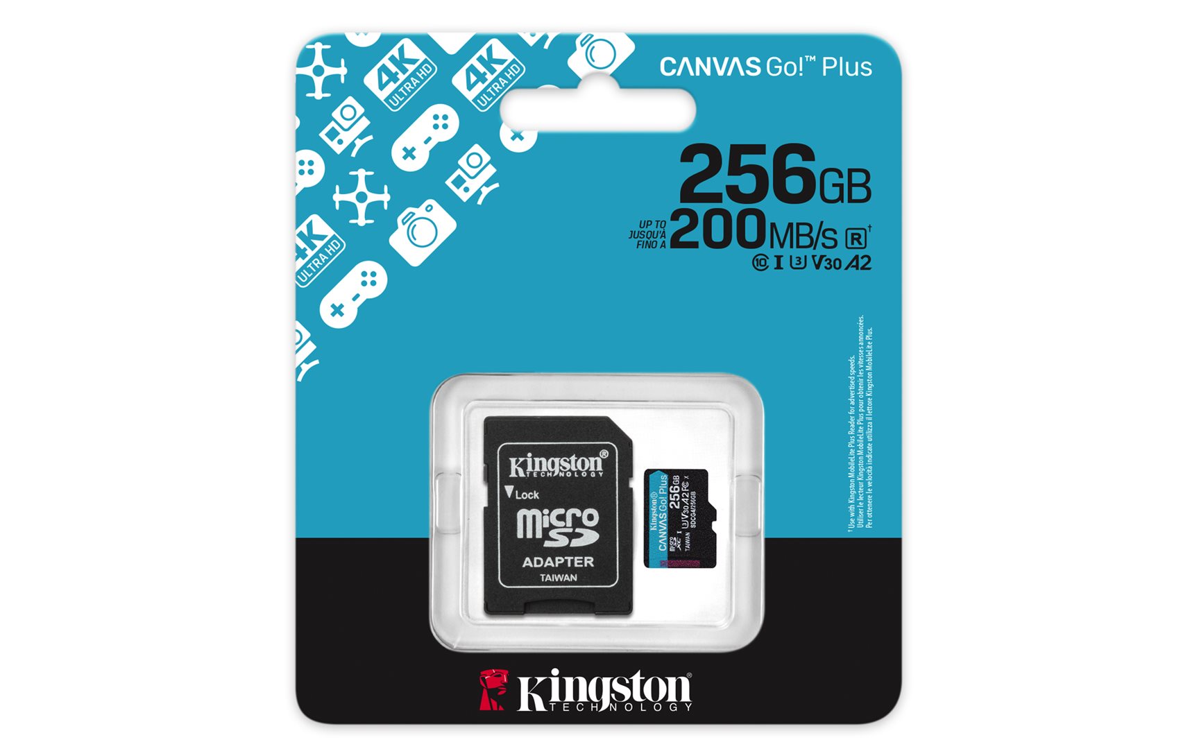 KINGSTON microSDXC 256GB Canvas Go Plus + SD adaptér