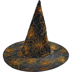 Klobouk čarodějnický černo-zlatý 32x32cm