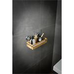 Kompaktná bambusová polica na kúpeľňové doplnky na stenu Bestlock SPA Bamboo, chróm