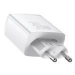 Kompaktný rýchlonabíjací adaptér Baseus 2x USB-A, 1x USB-C 30W biely