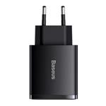 Kompaktný rýchlonabíjací adaptér Baseus 2x USB-A, 1x USB-C 30W čierny