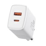 Kompaktný rýchlonabíjací adaptér Baseus USB-A + Type-C 20W EU, biely
