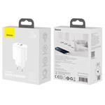 Kompaktný rýchlonabíjací adaptér Baseus USB-A + Type-C 20W EU, biely
