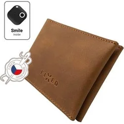 Kožená peněženka Smile Wallet se smart trackerem FIXED Smile s motion senzorem, hnědá