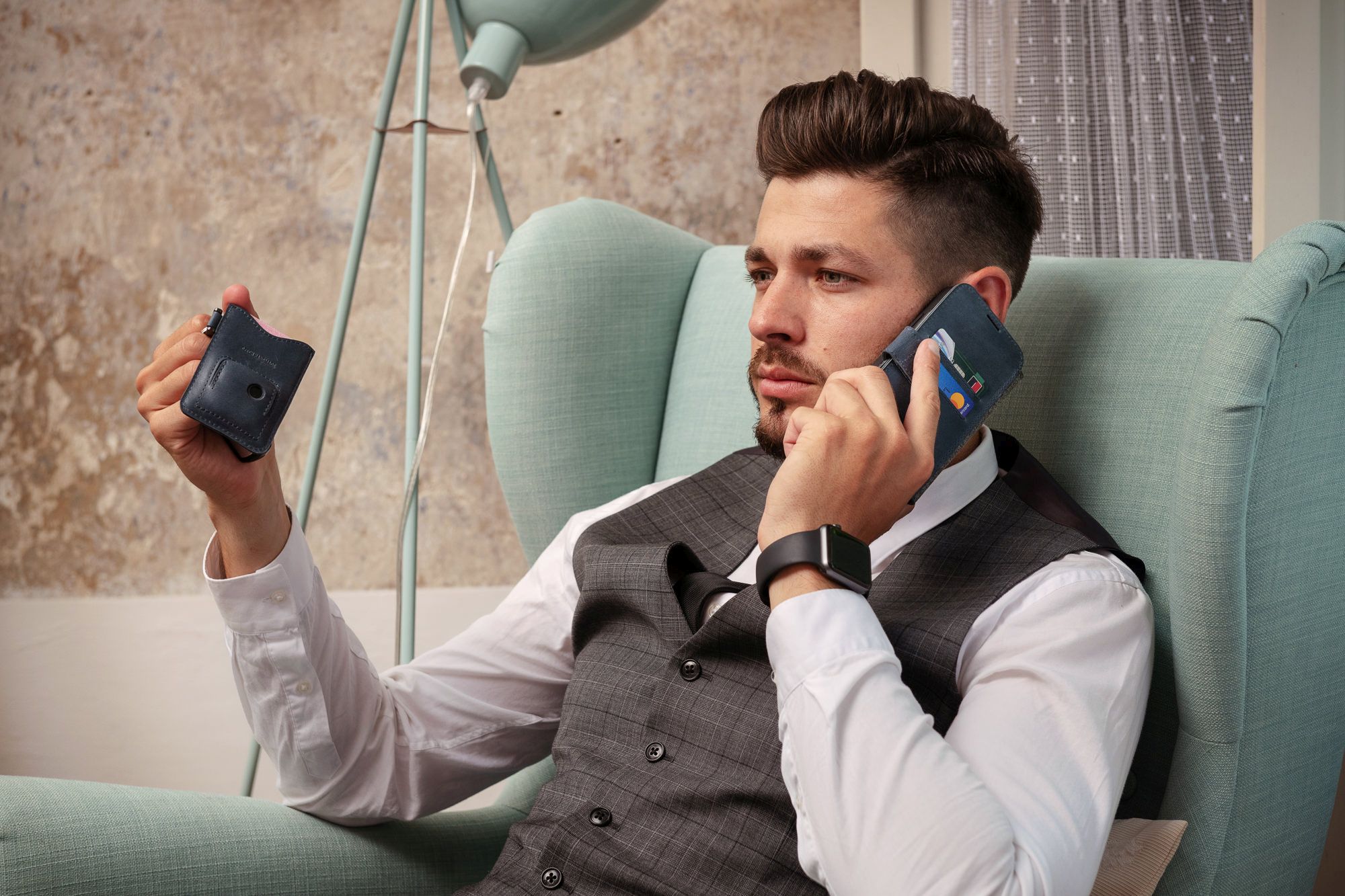 Kožené puzdro typu kniha FIXED ProFit pre Apple iPhone 7/8/SE (2020/2022), modré