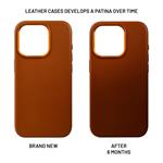 Kožený zadný kryt FIXED MagLeather s podporou MagSafe pre Apple iPhone 16 Plus, hnedý