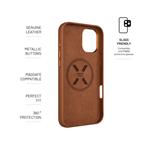 Kožený zadný kryt FIXED MagLeather s podporou MagSafe pre Apple iPhone 16 Plus, hnedý