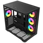 Krux skříň Tano ATX / 4x120 mm PWM ARGB fan / 2xUSB 3.0 / USB-C / panoramatická zaoblená/ černá