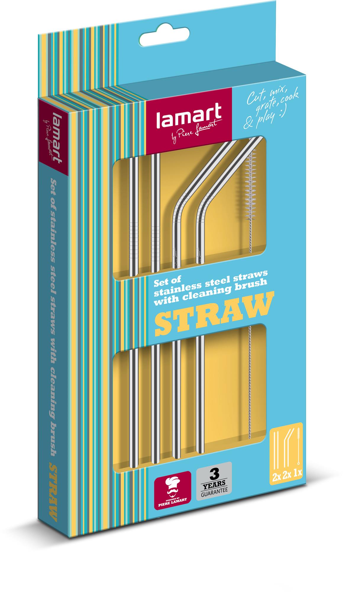 Lamart LT7052 5-dielna sada slamiek z nehrdzavejúcej ocele STRAW