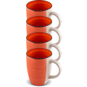 Lamart LT9075 4dílná sada hrnků HAPPY, oranžová