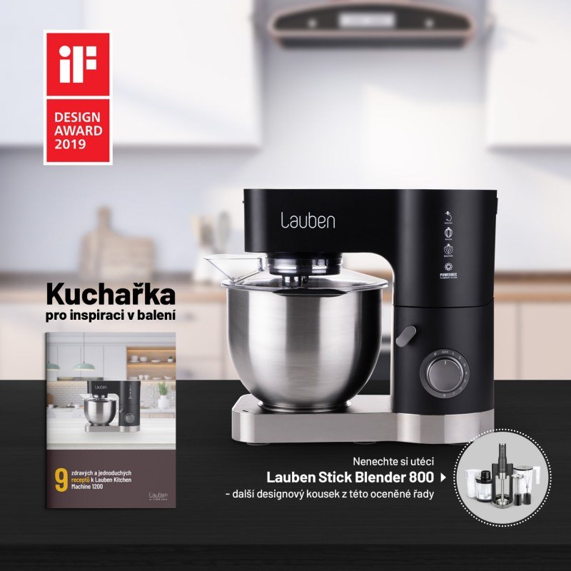 Lauben Kitchen Machine 1200BC - viacúčelový kuchynský robot, čierny