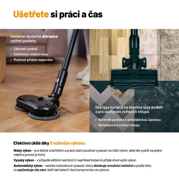 Lauben Stick Vacuum & Mop 3in1 Pet Deluxe 400BC - tyčový vysavač 3v1
