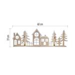 LED dekorace dřevěná - vesnička, 60 cm, 2x AA, teplá bílá, časovač