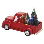 LED dekorácia - Santa v aute s vianočnými stromčekmi, 10 cm, 3x AA, vnútorná, viacfarebná