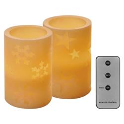 LED dekorácia - vosková sviečka, 12,5 cm, 2x AA, vintage, 2 ks, diaľkové ovládanie, časovač