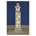 LED drevená dekorácia - snehuliak, 46 cm, 2x AA, vnútorná, teplá biela, časovač