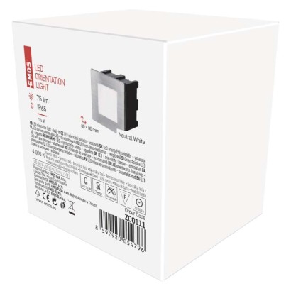 LED orientační vestavné svítidlo AMAL 80×80 1,5W neutr. bílá,IP65