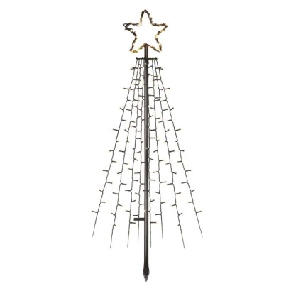 LED vánoční strom kovový, 180 cm, venkovní i vnitřní, teplá bílá, časovač