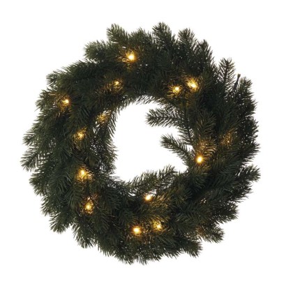 LED vánoční věnec, 40 cm, 2x AA, vnitřní, teplá bílá, časovač