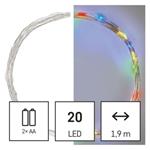 LED vianočná nano reťaz, 1,9 m, 2x AA, vnútorná, viacfarebná, časovač