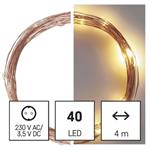 LED vianočná nano reťaz medená, 4 m, vnútorná a vonkajšia, teplá biela, časovač
