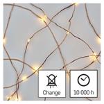 LED vianočná nano reťaz medená, 4 m, vnútorná a vonkajšia, teplá biela, časovač