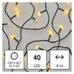 LED vianočná reťaz, 4 m, vnútorná a vonkajšia, teplá biela, časovač