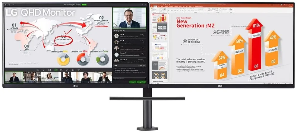 27" LG monitor Ergo Dual 27QP88DP-BS
