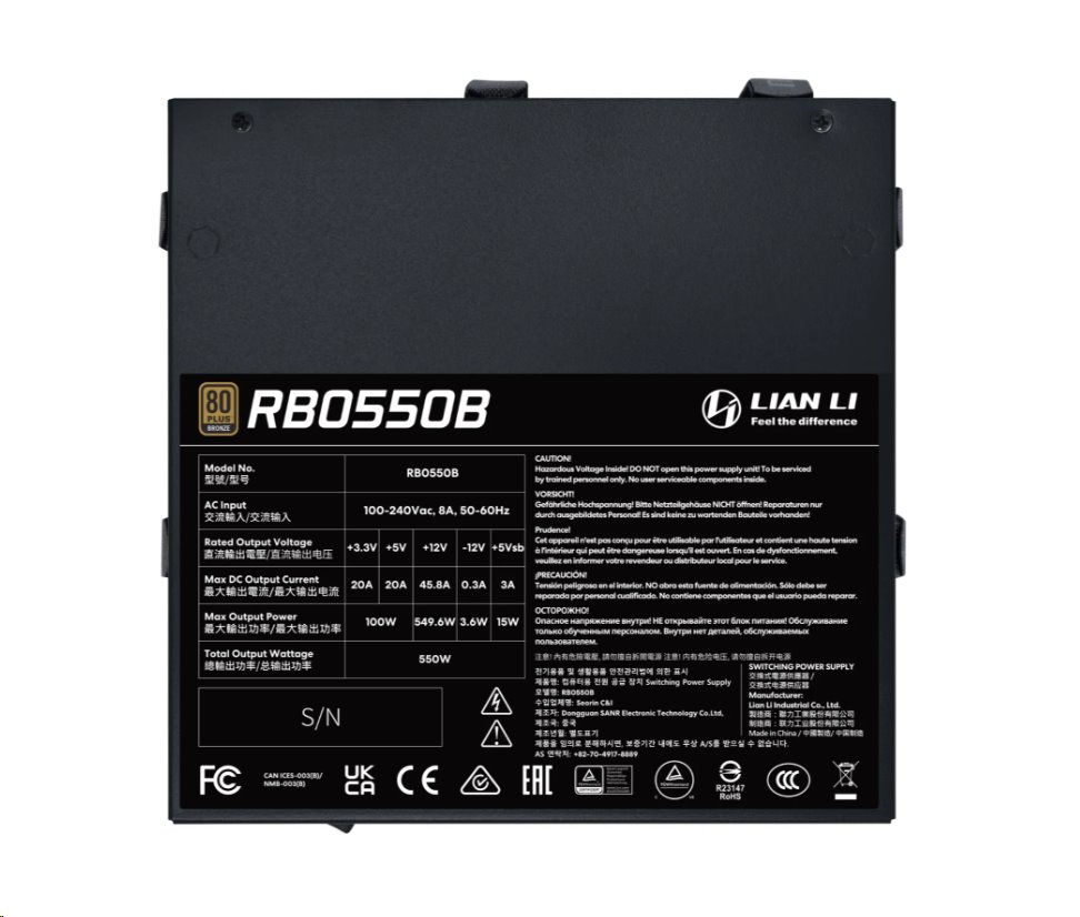 Lian Li RB550 Bronze 550W, černý