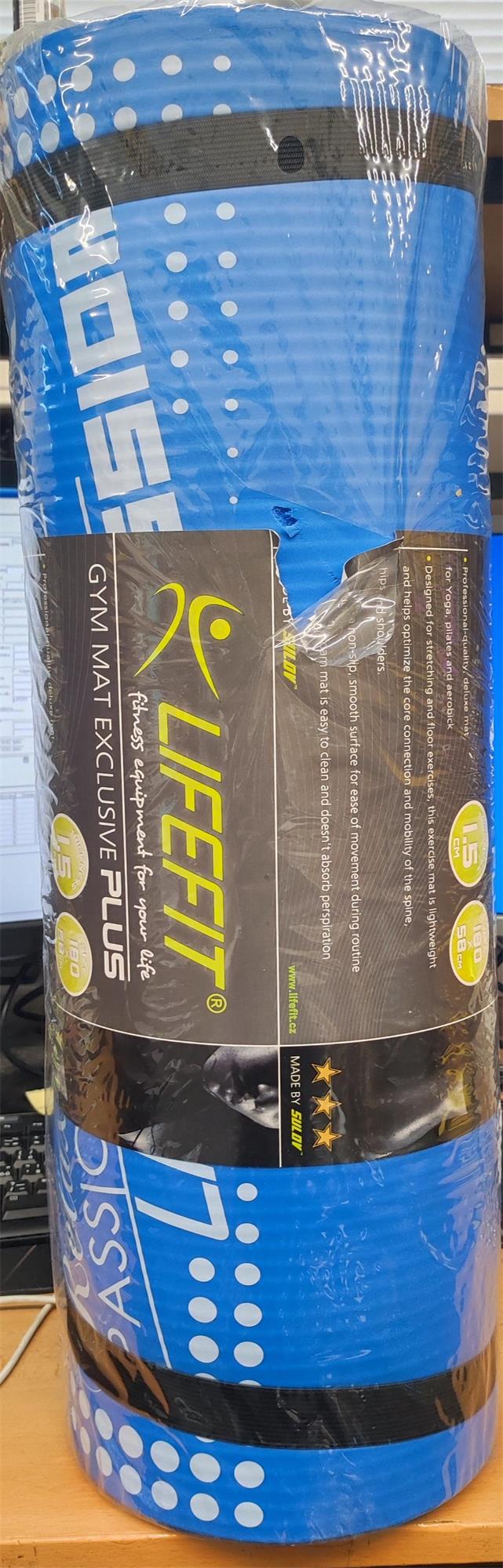 LifeFit Yoga Mat Exkluziv Plus, 180x60x1,5cm, modrá podložka