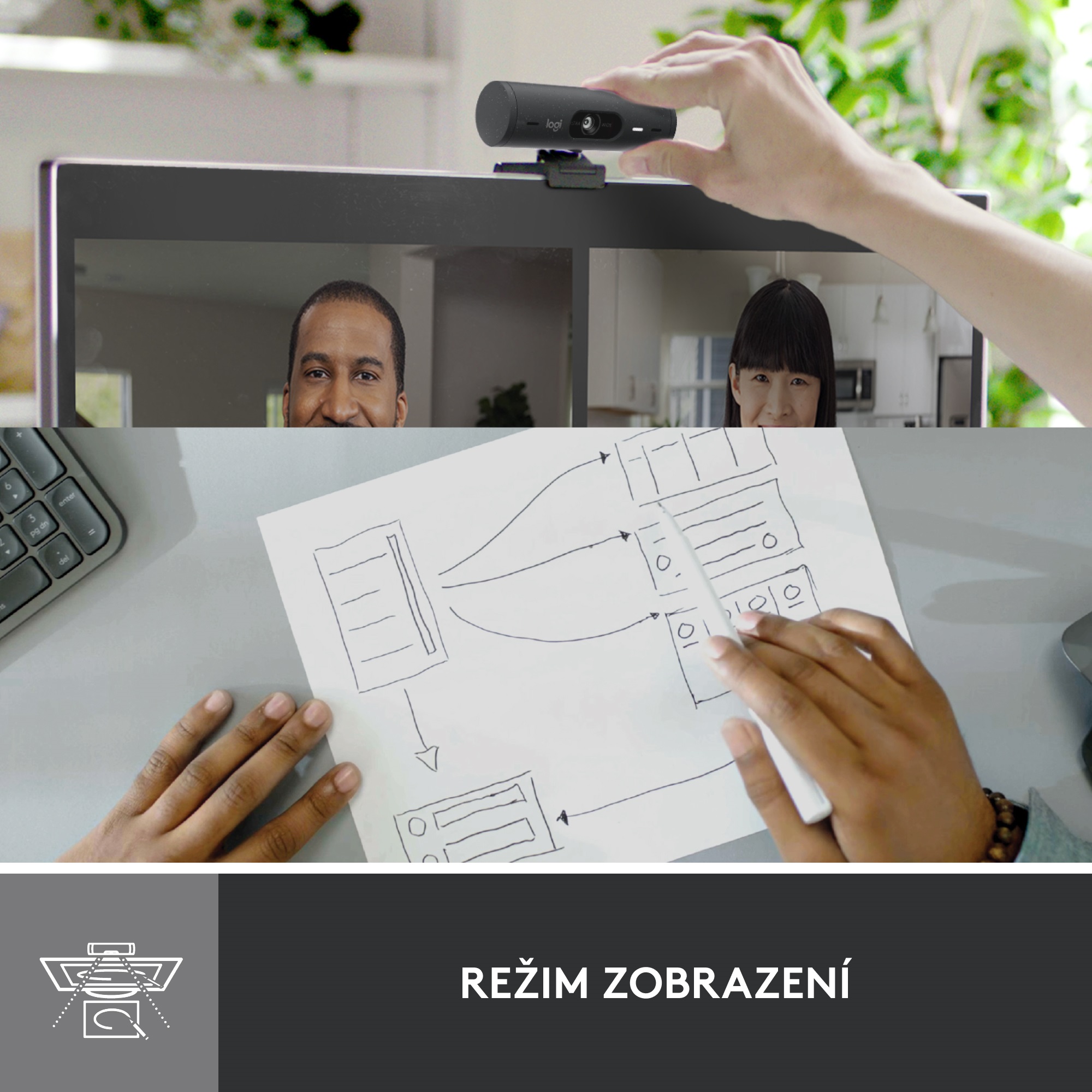 Logitech BRIO 500, Full HD webová kamera, grafitová