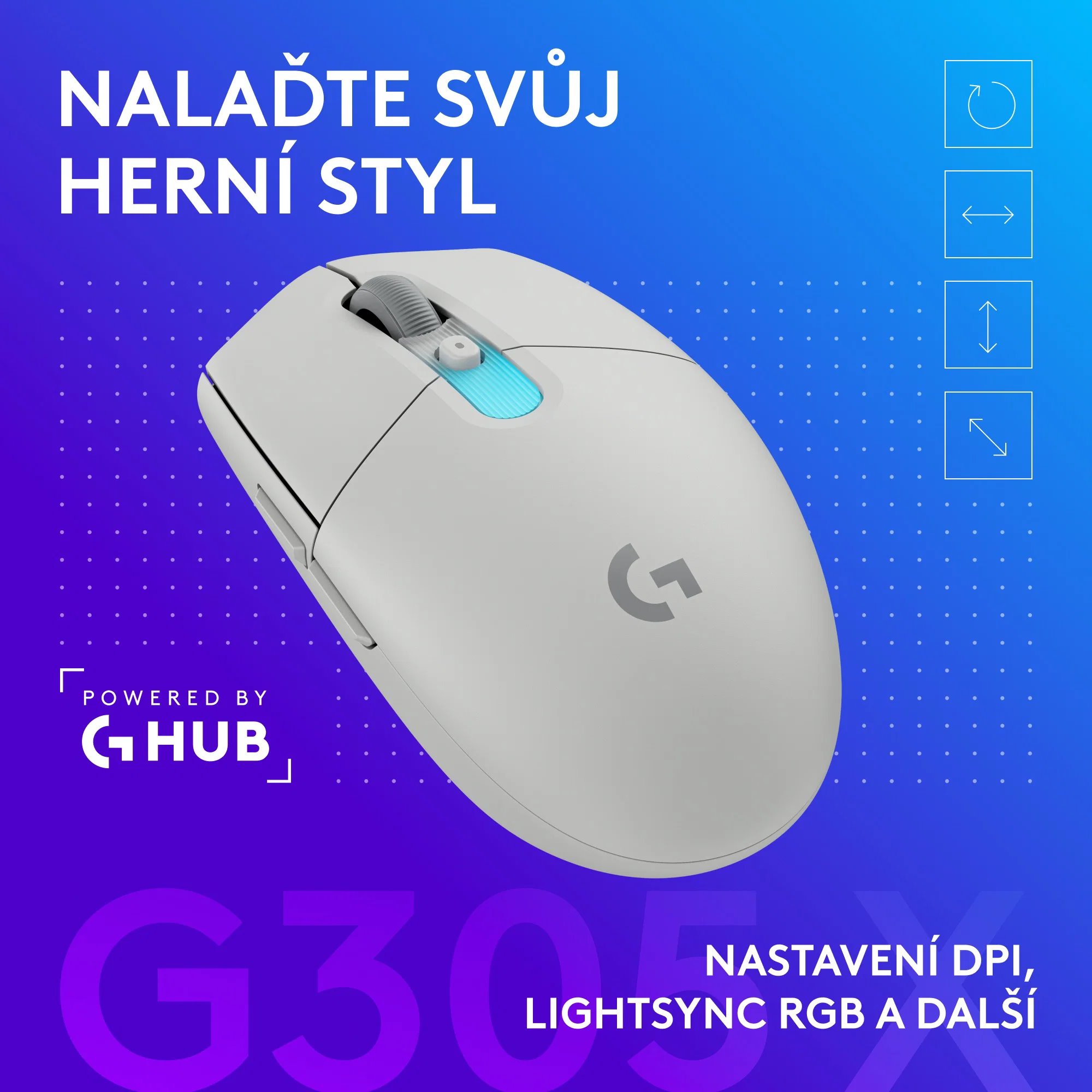 Logitech G305 X SUPERLIGHT, biela