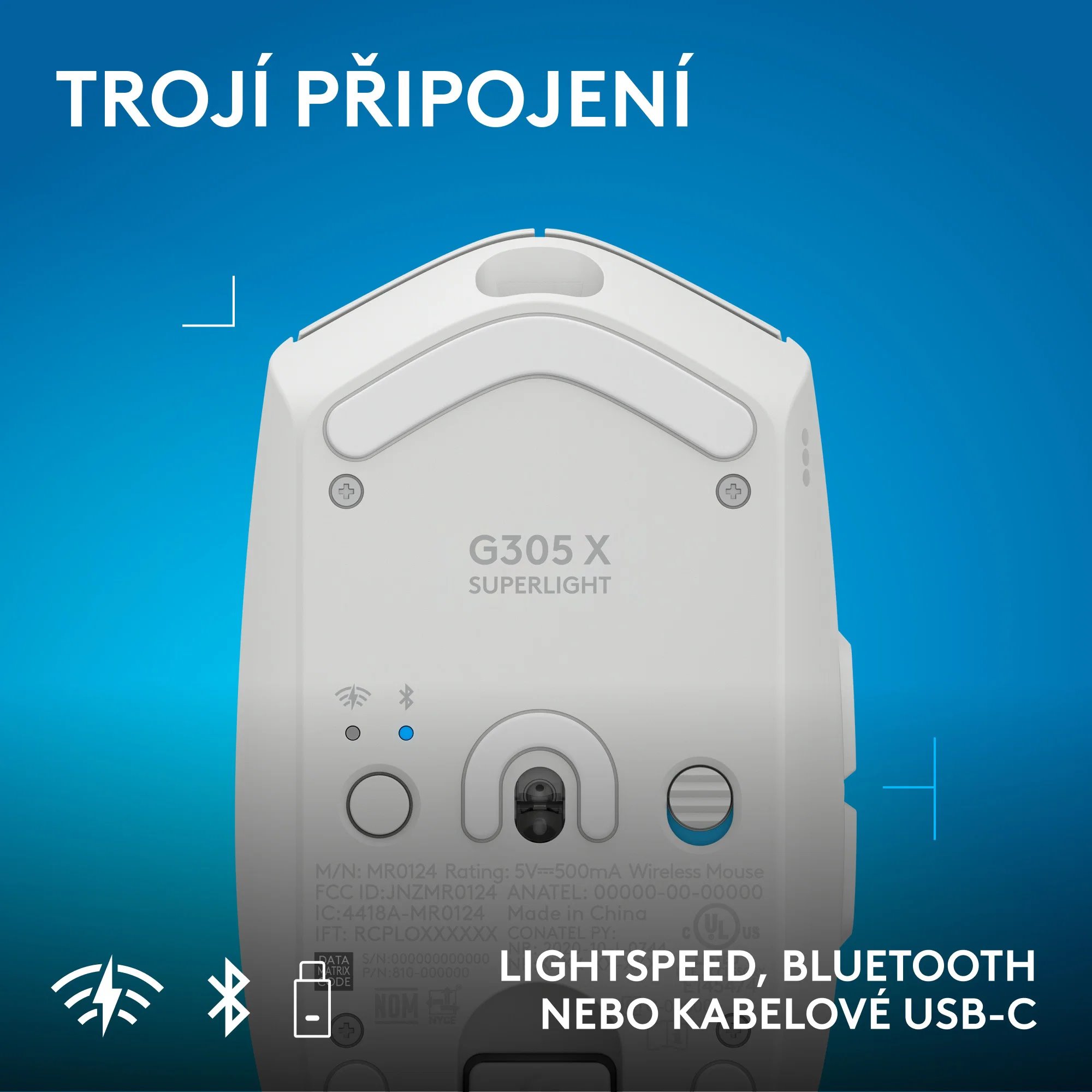 Logitech G305 X SUPERLIGHT, bílá