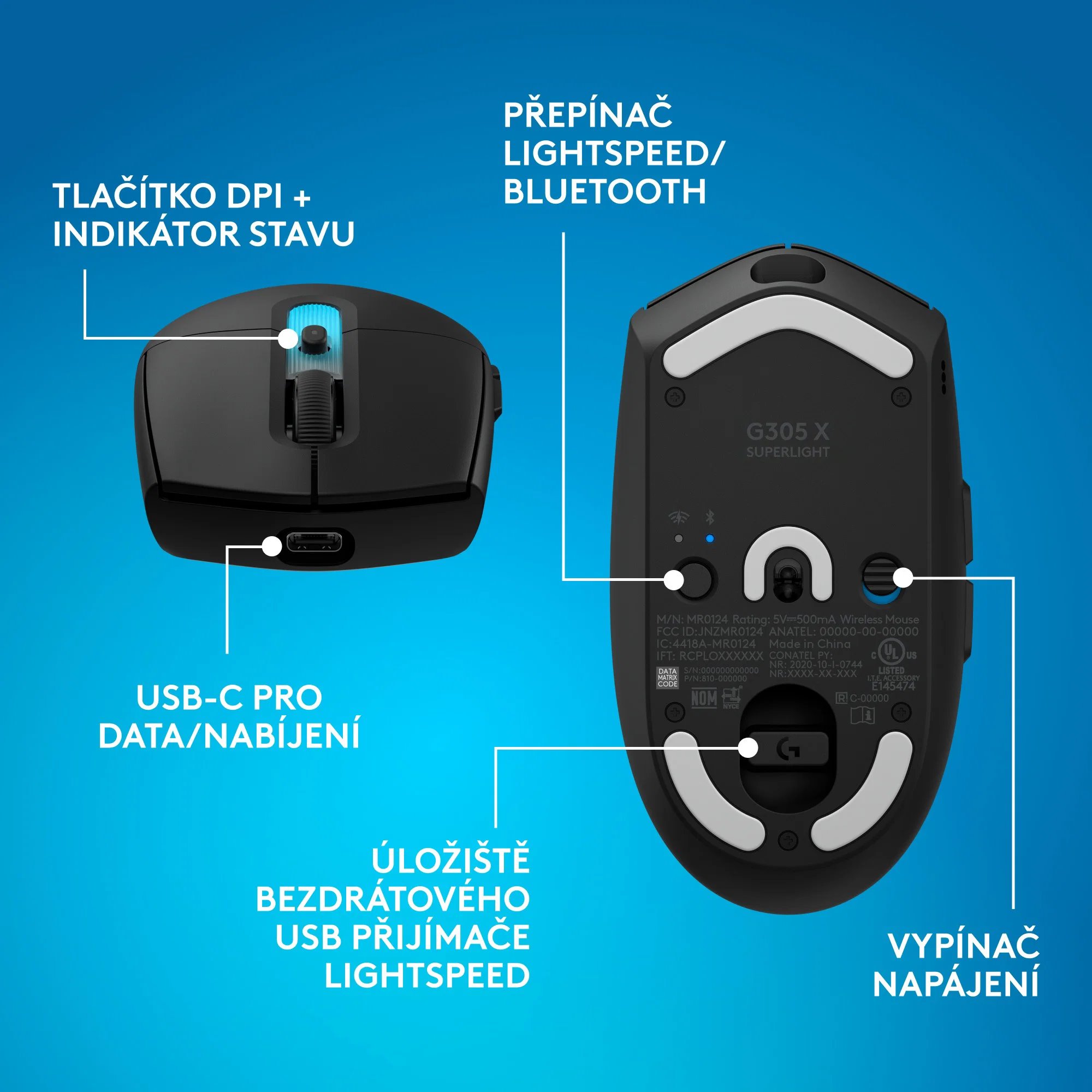 Logitech G305 X SUPERLIGHT, černá