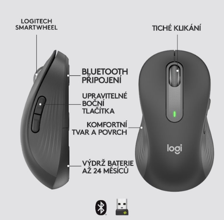 Logitech M650 L ľavý grafitový