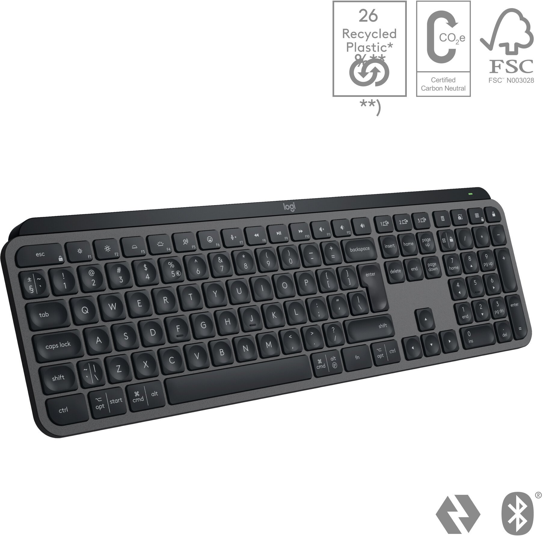 Logitech MX Keys S, CZ, bezdrátová klávesnice, černá/grafitová