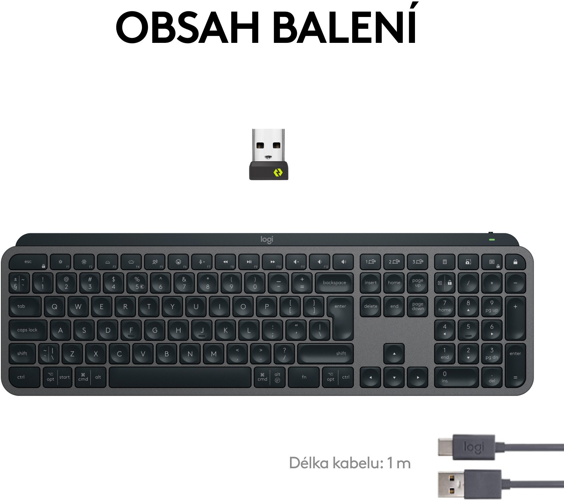 Logitech MX Keys S, CZ, bezdrôtová klávesnica, čierna/grafitová
